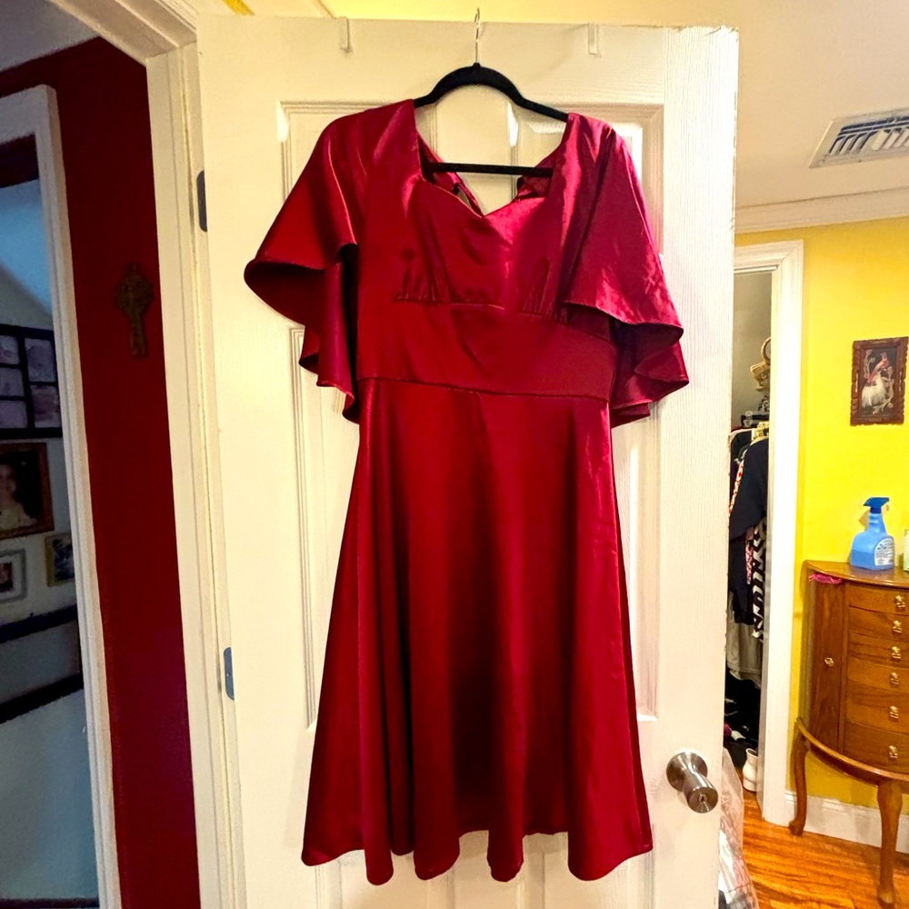 Sateen cape dress